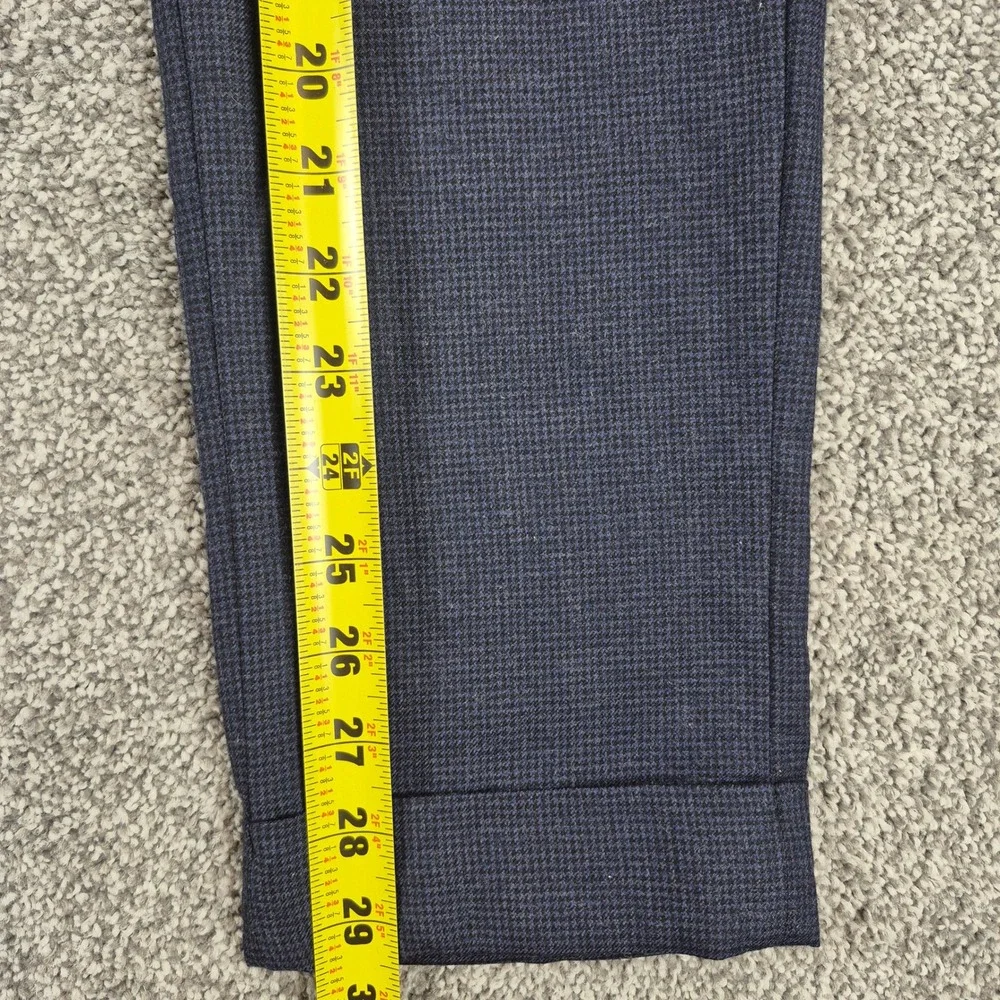 Banana Republic Dress Pants Mens 32x32 Blue Black Houndstooth Wool Tapered Fit
